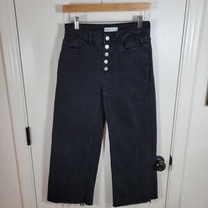 TNR Black Wide Leg High Rise Crop Jeans Size 27 Tencel Cotton Blend